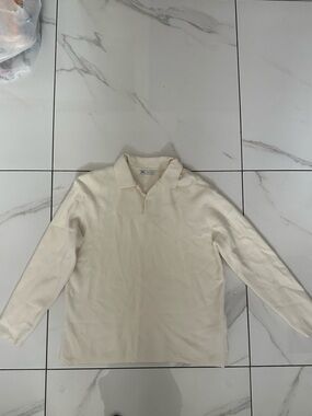 Zara Small Cream Polo Knit Sweater